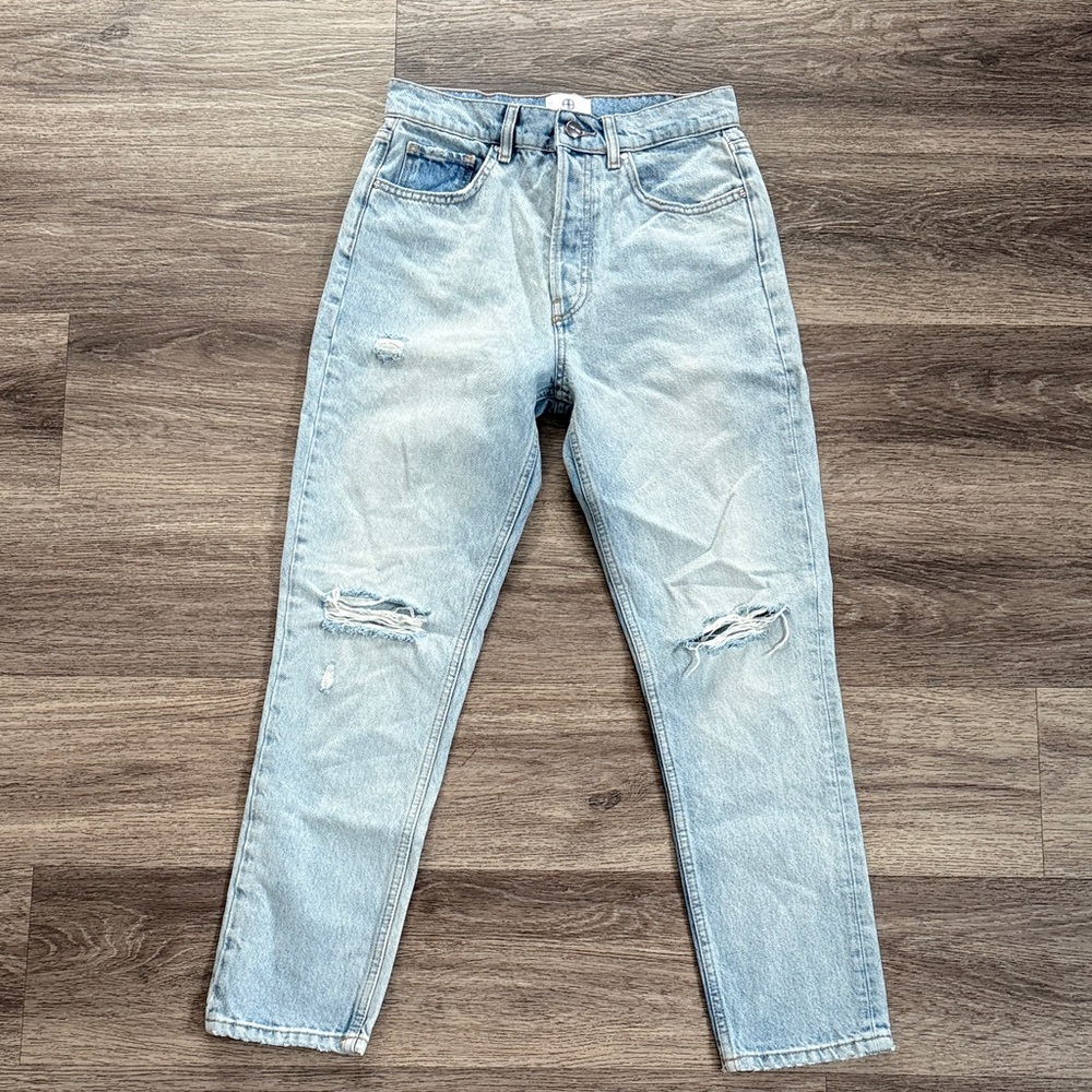 Anine Bing Jeans 26 Women's Light Blue Straight Leg High rise Distressed Denim - Picture 1 of 7